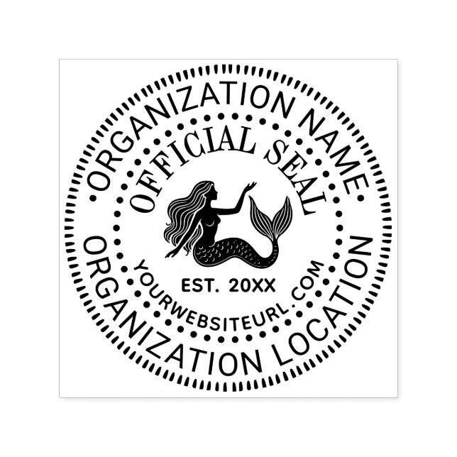 Mermaid Official Seal Name Loc URL Estd Date Self-inking Stamp (Design)