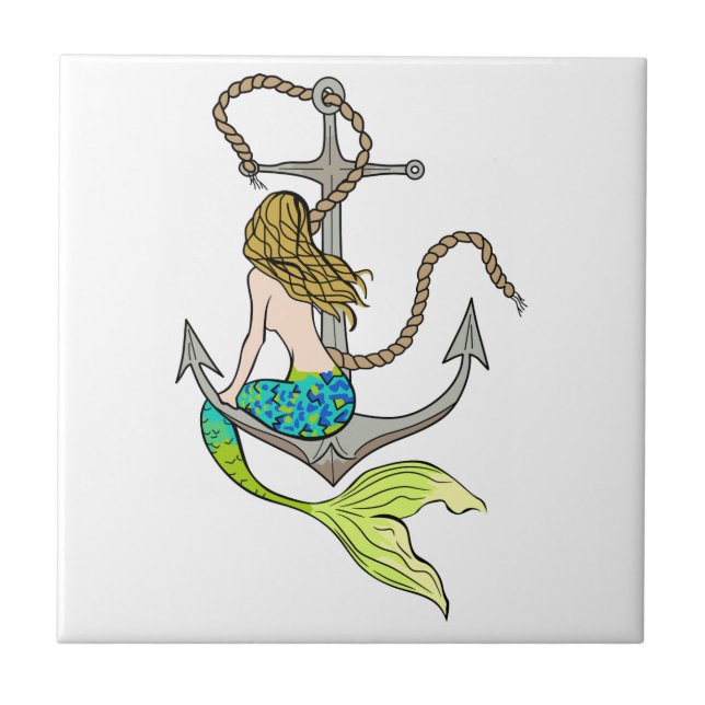 Mermaid on Anchor Tile (Front)