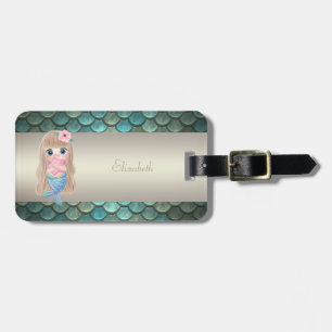 Mermaid On Baby Mermaid Tail Scales Luggage Tag