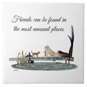 Mermaid On Boat Dock Ceramic Tile