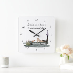 Mermaid On Boat Dock Wall Clock