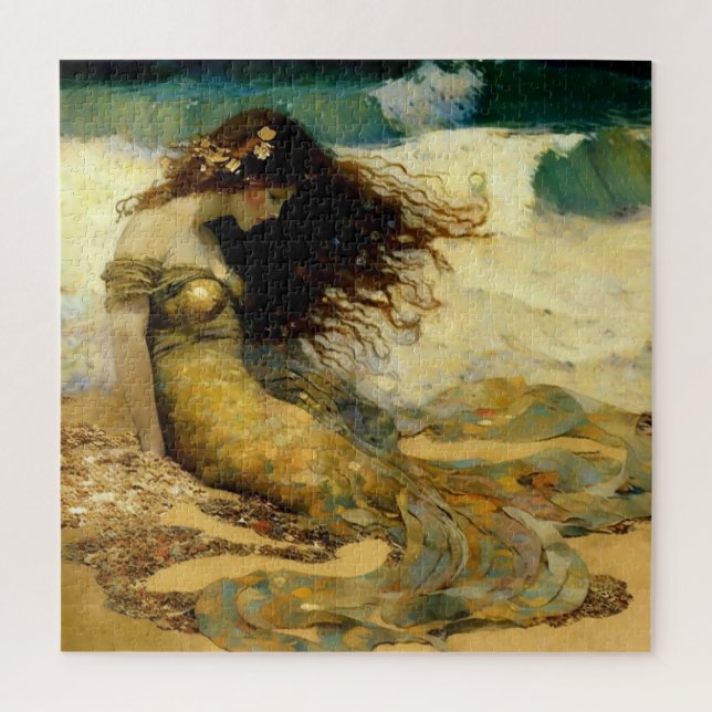Mermaid on Golden Sands Jigsaw Puzzle (Vertical)