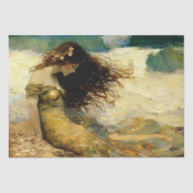 Mermaid on Golden Sands Tissue Paper (Front)