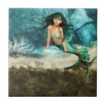 Mermaid on Ocean Floor Tile<br><div class="desc">Mermaid resting on the ocean's floor.</div>
