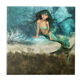 Mermaid on Ocean Floor Tile