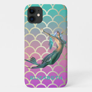 Mermaid On Ombre Mermaid Tail  Scales Case-Mate iPhone Case