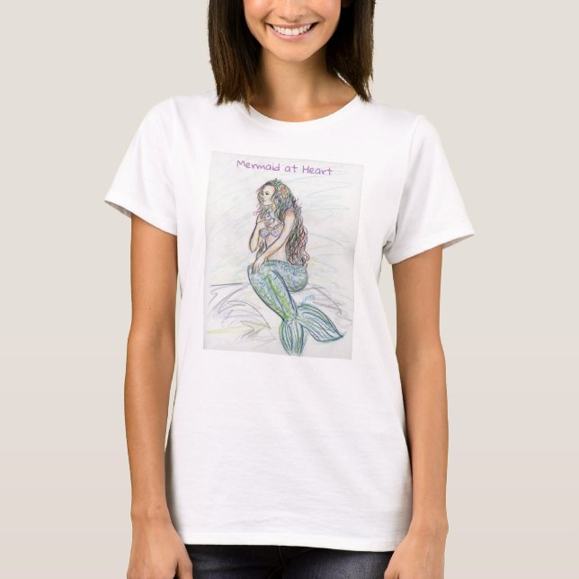 Mermaid on Rock Fairytales Fantasy Art T-Shirts (Front)