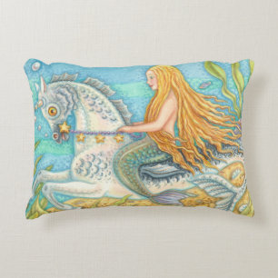 Mermaid On Seahorse Merhorse Unicorn Accent PILLOW