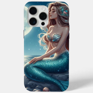Mermaid on the beach at night iPhone 15 pro max case