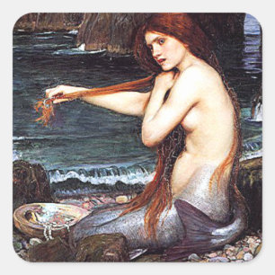 Mermaid On The Shore Square Sticker
