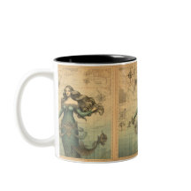 Mermaid On Vintage Map