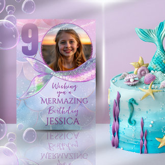 Mermaid One Photo 9th Birthday Card