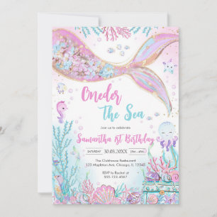 Mermaid Oneder the Sea 1st Birthday Invitation