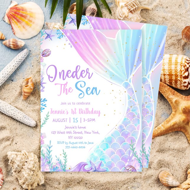 Mermaid Oneder The Sea 1st Birthday Party Invitation (Creator Uploaded)