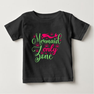 Mermaid Only Zone in Hot Pink and Neon Green Baby T-Shirt