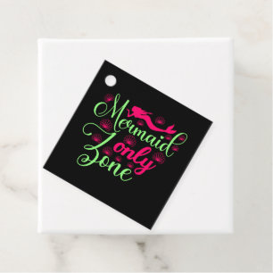 Mermaid Only Zone in Hot Pink and Neon Green Favour Tags