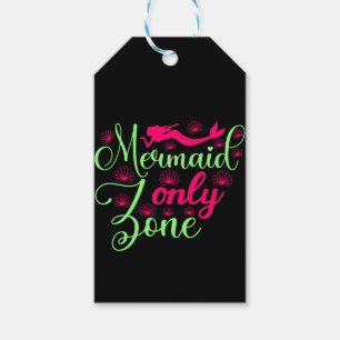 Mermaid Only Zone in Hot Pink and Neon Green Gift Tags