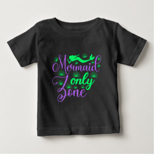 Mermaid Only Zone in Neon Green and Purple Baby T-Shirt