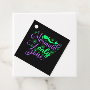 Mermaid Only Zone in Neon Green and Purple Favour Tags