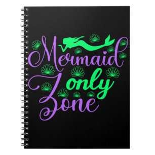 Mermaid Only Zone in Neon Green and Purple Notebook