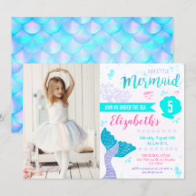 Mermaid or Under The Sea Aqua Teal Birthday Photo