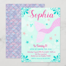 Mermaid or Under The Sea Aqua Teal Splash Birthday