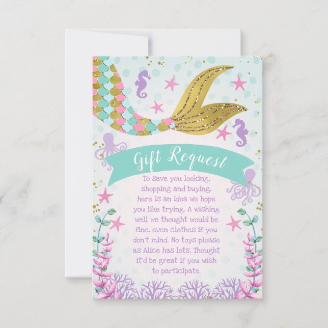 Mermaid Or Under The Sea Birthday Enclosure Card (Front)