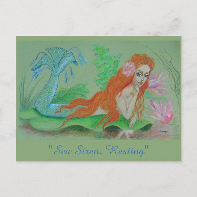 Mermaid Orig. Art on Postcard (Front)