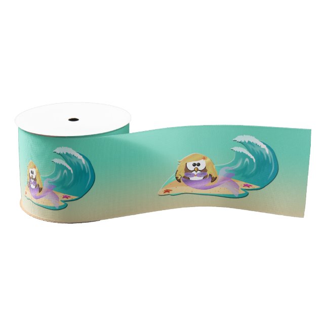 mermaid owl - ribbon grosgrain ribbon (Spool)