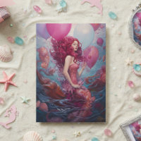 Mermaid Painting Birthday Balloons Pink