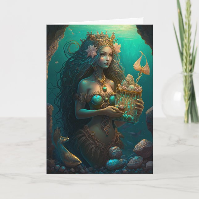 Mermaid  Painting Birthday Present  Card (Front)