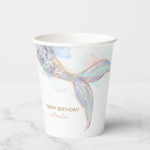 Mermaid paper cups, Mermaid birthday decor Cups