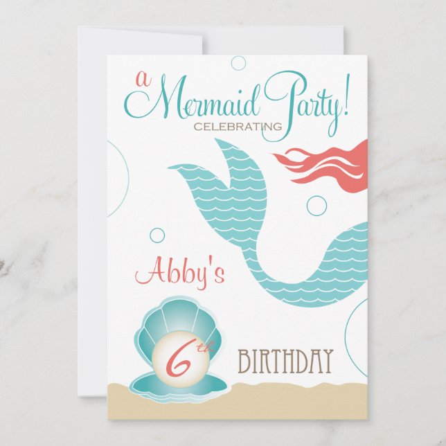 Mermaid Party  |  Birthday Invitations (Front)