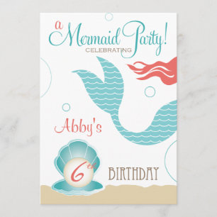 Mermaid Party Birthday Invitations