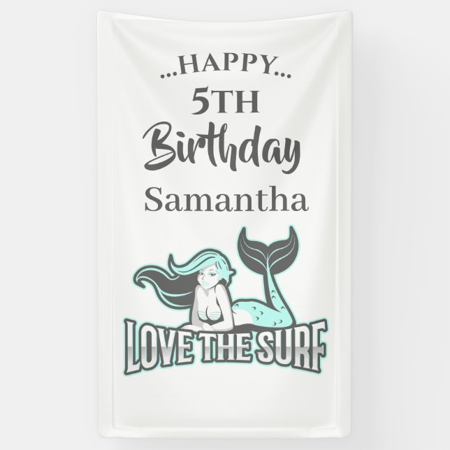 MERMAID PARTY CUT BLUE thème Bannière (Vertical)