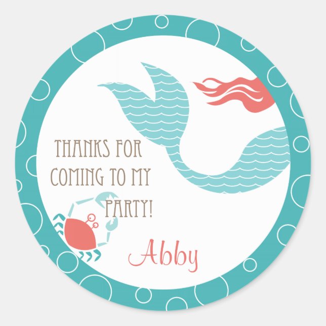 Mermaid Party  |  Favour Sticker (Front)