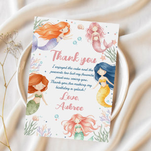 Mermaid Party Personalized with Mermaid Puns Thank You Card