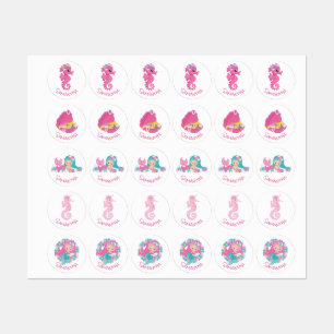 Mermaid Party Purple  Labels