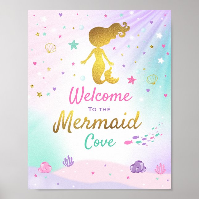 Mermaid Party Sign Welcome To The Mermaid Cove (Front)