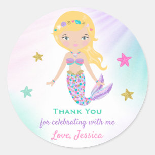 Mermaid Party Sticker Tag Mermaid Party Favour