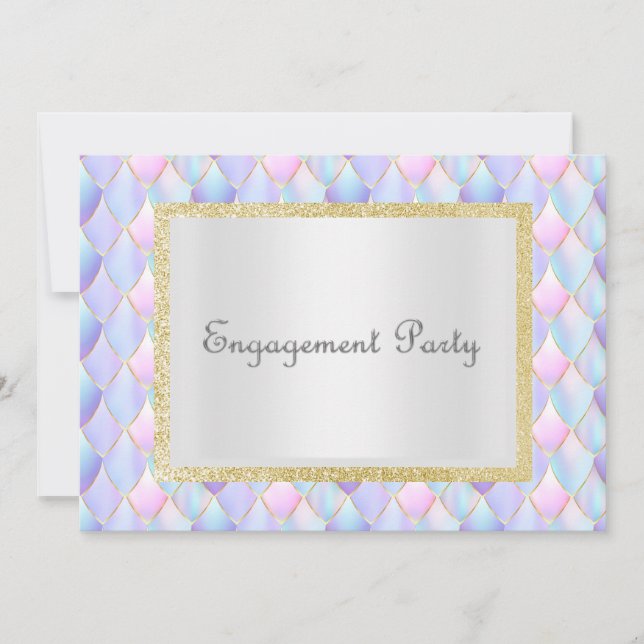 Mermaid pastel Glitter Elegant Engagement Invitation (Front)