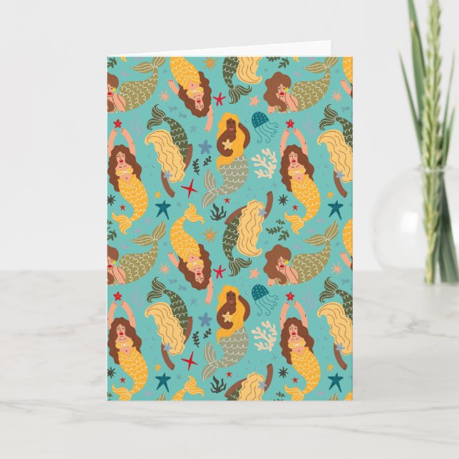 Mermaid Pattern | Blank Card (Front)