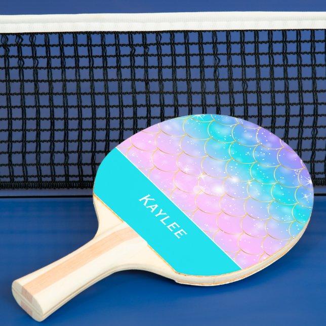 Mermaid pattern custom monogram Ping Pong Paddle (Insitu)