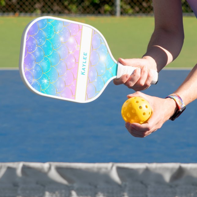 Mermaid pattern, Girls custom monogram  Pickleball Paddle (Insitu)