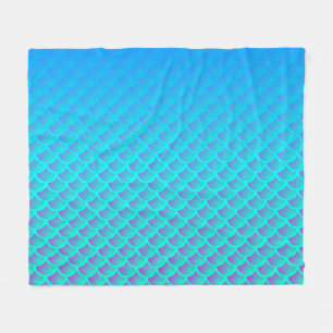 Mermaid Pattern In Aqua Blue and Purple Fleece Blanket