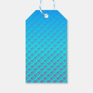 Mermaid Pattern In Aqua Blue and Purple Gift Tags