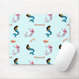 Mermaid pattern on blue mouse pad