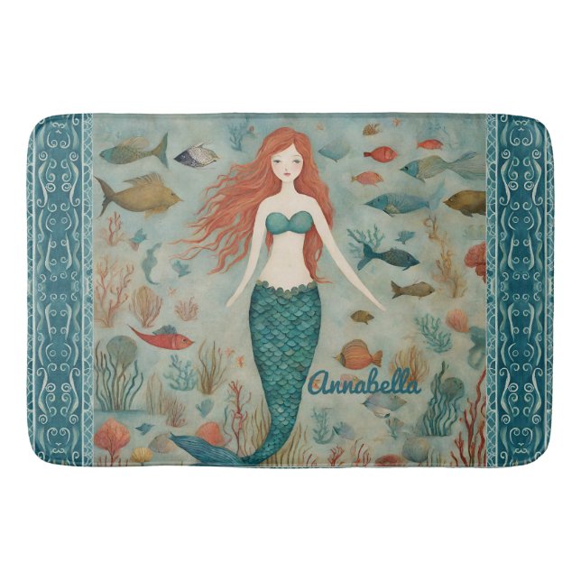 Mermaid Personalized Bath Mat (Front)