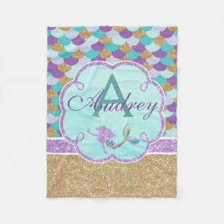 Mermaid Personalized Monogram Throw Blanket