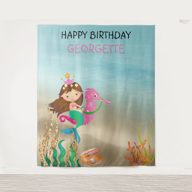 Mermaid Photo Backdrop Tapestry (Front)